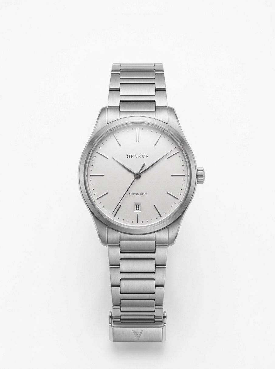 Bauhaus-Inspired Brushed Steel Watch