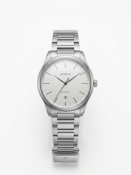 Bauhaus-Inspired Brushed Steel Watch